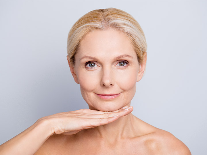 woman with clear, healthy skin